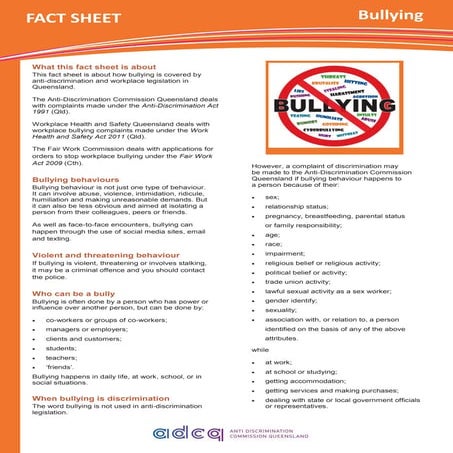 FACT SHEET  - Bullying