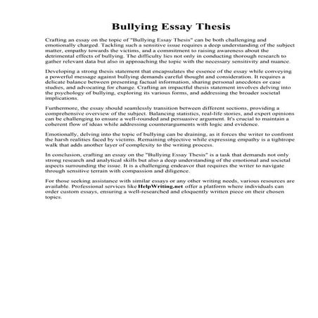 Bullying Essay Thesis