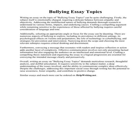 Bullying Essay Topics. 008 Essay Example Bullying Problem Solution Cyberbully...