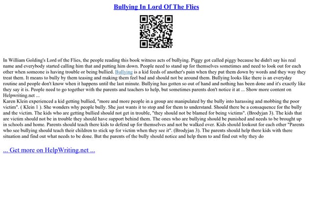 Bullying In Lord Of The Flies | PPT