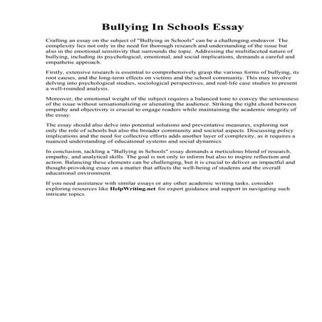 Bullying In Schools Essay