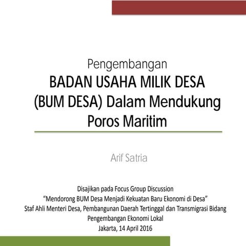 Bumdes dalam mendukung poros maritim