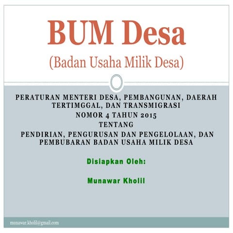 BUMDes Berdasarkan Permendesa Nomor 4 Th 2015