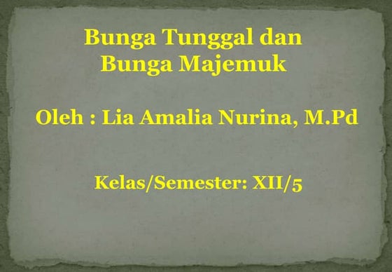 Matematika Keuangan Materi Bunga Tunggal Dan Bunga Majemuk Ppt