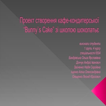 Проект створення кафе-кондитерської зі школою шоколатьє "Bunnys cake"