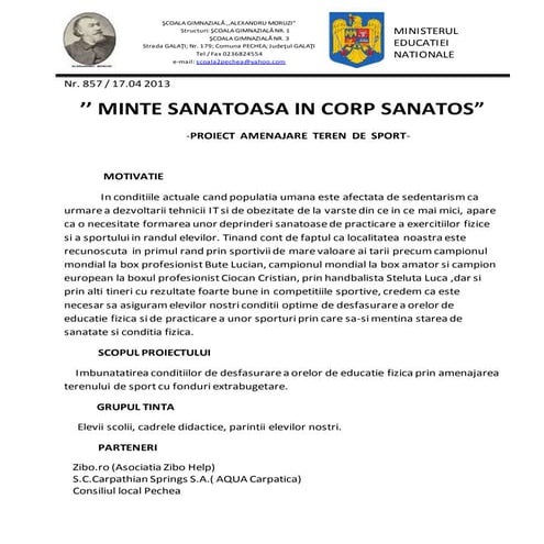 Hartie colectata pentru amenajarea terenului de sport al scolii