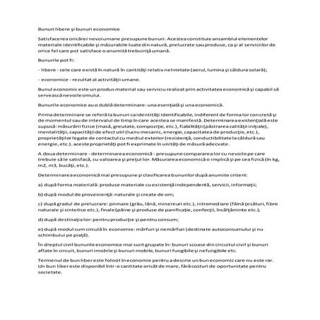 Bunuri libere şi bunuri economice