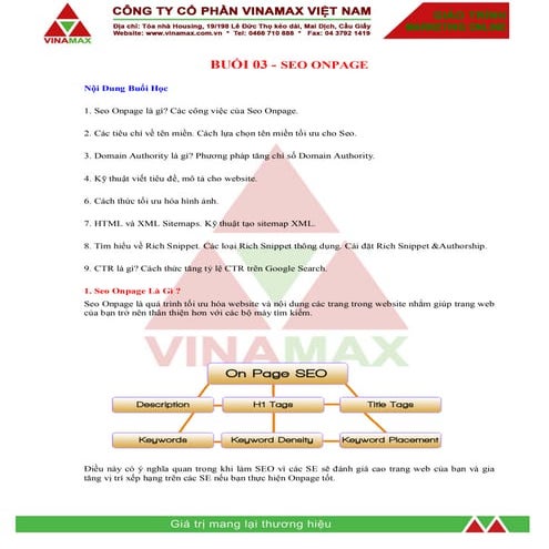 Buổi 3: seo onpage