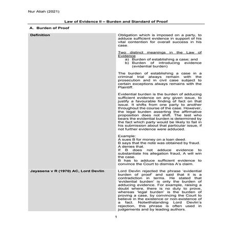 BURDEN AND STANDARD OF PROOF