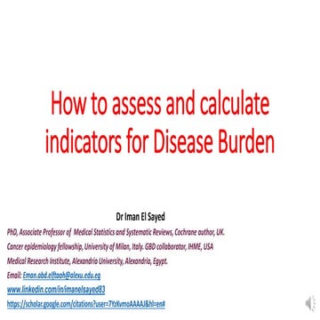 Burden of disease health indicators