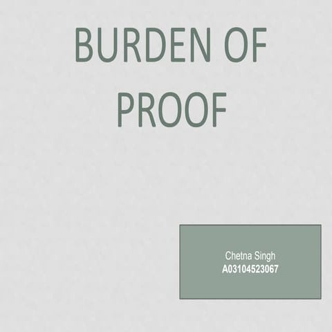 BURDEN OF PROOF PPT and it's shifting onus