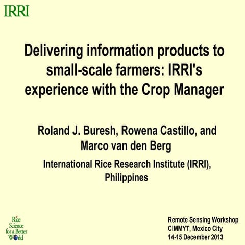 Delivering information products to small-scale farmers: IRRI's experience wit...