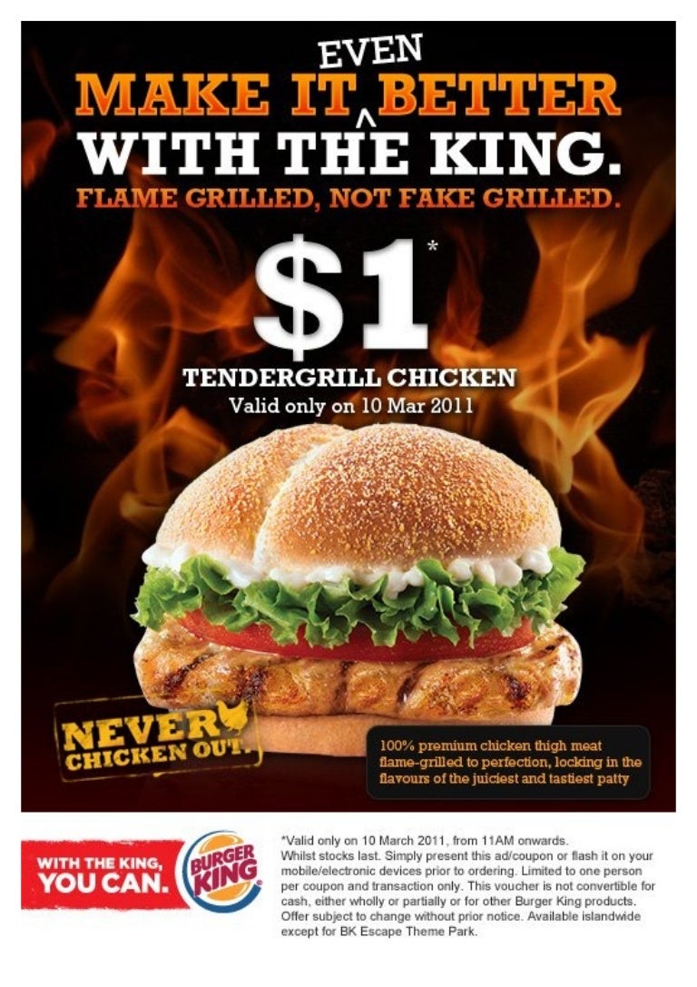 Burger King offers 1 Tender Grill Chicken on 10 March 2011