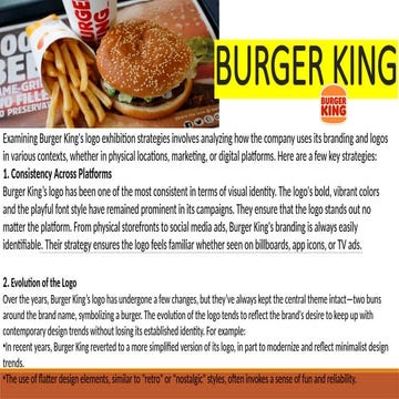 Presentation on burger King ,this is very useful for the analysis of the data...