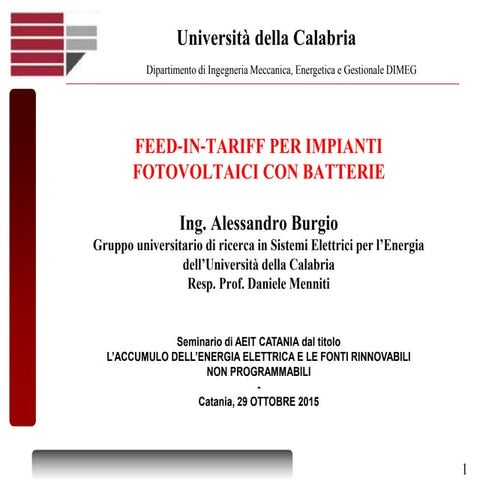  FEED‐IN‐TARIFF for integrated PV and batteries plant 