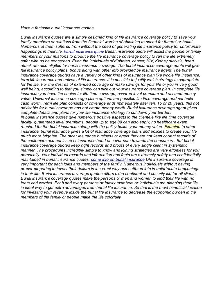 Burial insurance quote