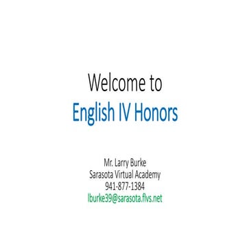 Burke  SVA Welcome to English IV Honors