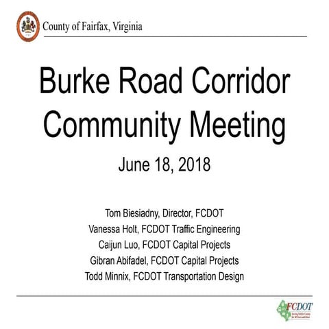 Burke Road Corridor Community Meeting : June 18, 2018