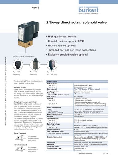 Burkert 6013 - 2/2 Solenoid Valve > นิวเมติก.com