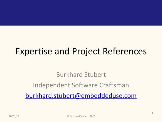 Burkhard Stubert: Project Portfolio and Expertise