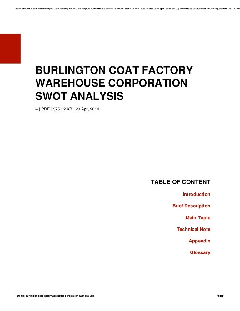 Burlington coat factory warehouse corporation swot analysis