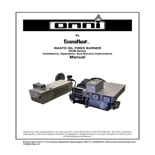 EconoHeat Manual for Vegetable Oil Heater | PDF