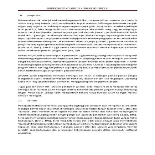 Burnoutv hbpe4203psikologi dan sosiologi sukan