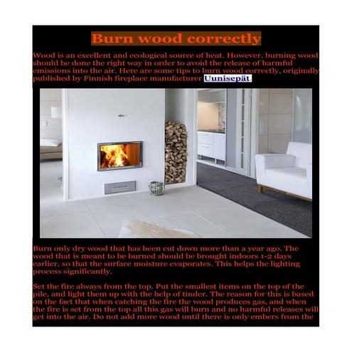 Burn wood correctly