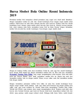 Bursa sbobet bola online resmi indonesia 2019