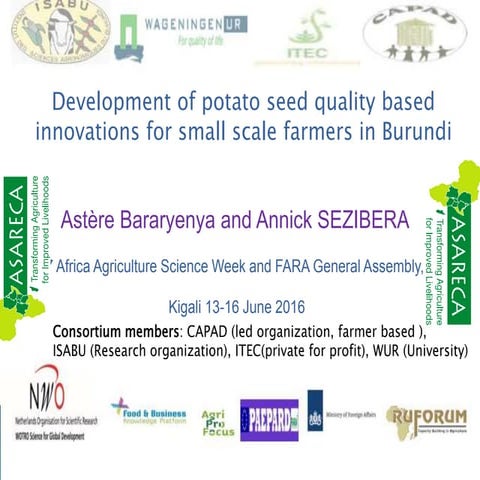 Development of potato seed quality based innovations for small scale farmers ...
