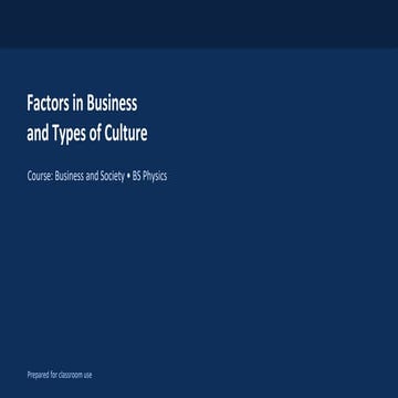 Understanding Business Factors and Cultural Impact for Success | PDF