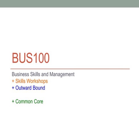 UniSIM College BUS100 Course Briefing 2014