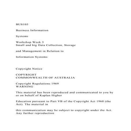 BUS105Business Information SystemsWorkshop Week 3.docx