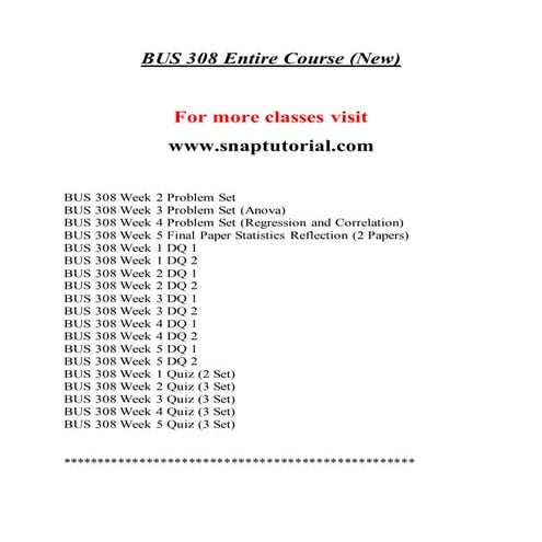 Bus 308  Effective Communication - snaptutorial.com