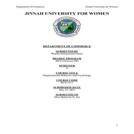 Organizational Behavior and Psychology