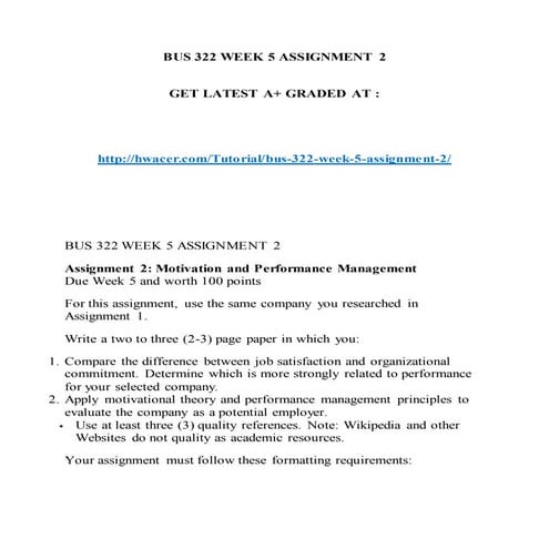 Bus 322 week 5 assignment 2