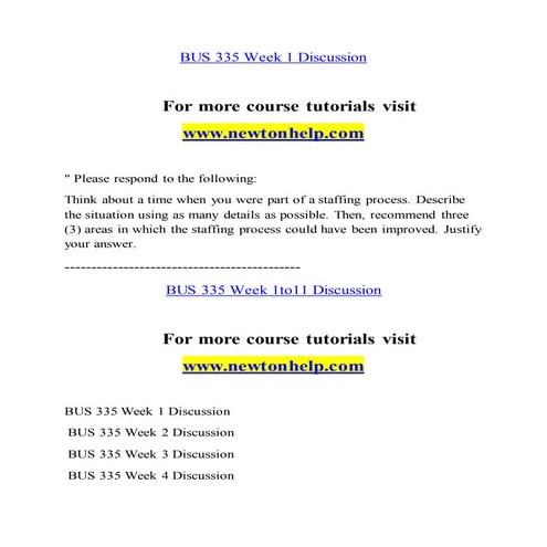 BUS 335 Success Begins /newtonhelp.com 