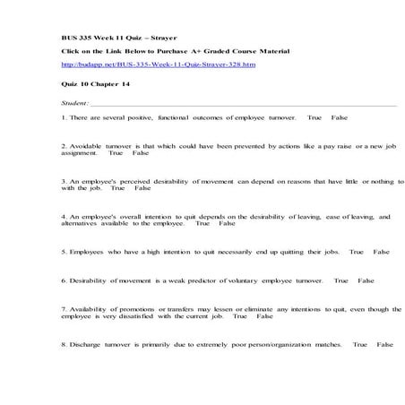 Bus 335 staffing organizations week 11 quiz