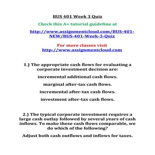 Bus 401 week 3 quiz new | DOCX