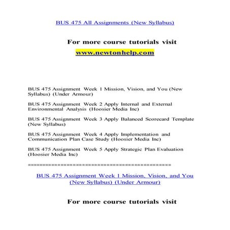 BUS 475 Focus Dreams/newtonhelp.com