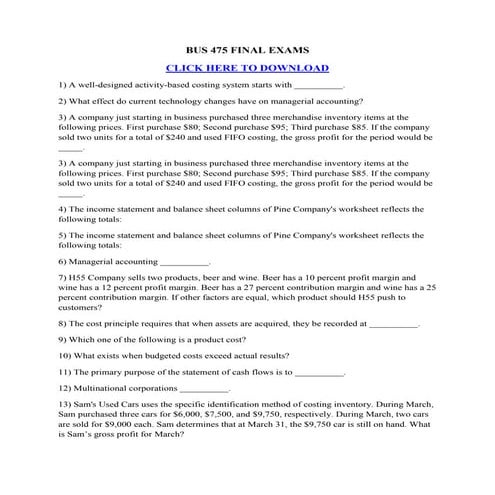Bus 475 final exam answers | DOCX