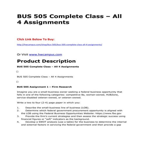  505 complete class – all 4 assignments