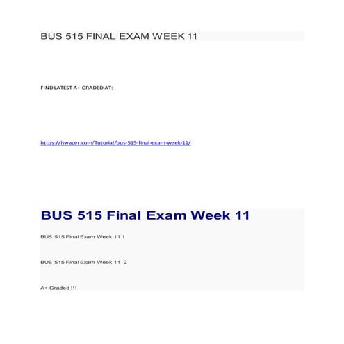 Bus 515 final exam week 11
