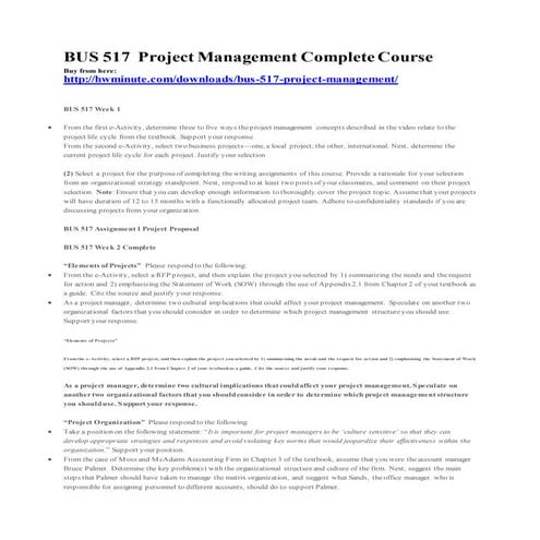 Bus 517  project management