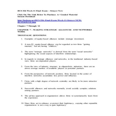 Bus 536 week 11 final exam – strayer new