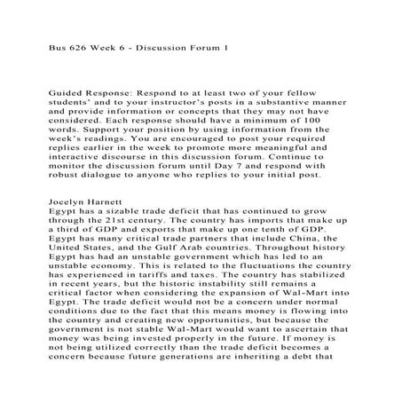 Bus 626 Week 6 - Discussion Forum 1Guided Response Respon.docx