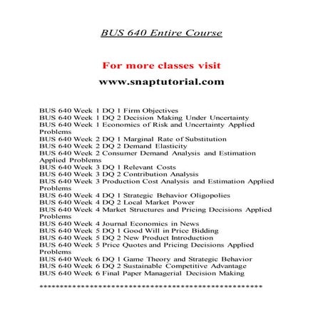 BUS 640 Education Planning--bus640.com