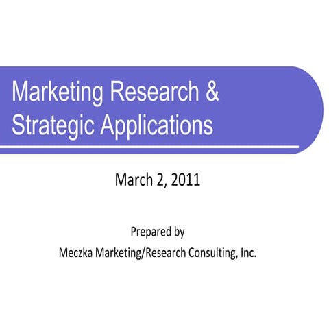 Marketing Research & Strategic Applications