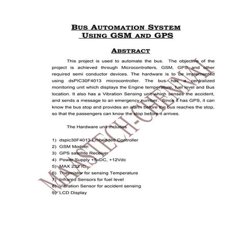 IEEE PROJECTS ABSTRACT FOR GPS&GSM-Bus automation system using gsm and gps