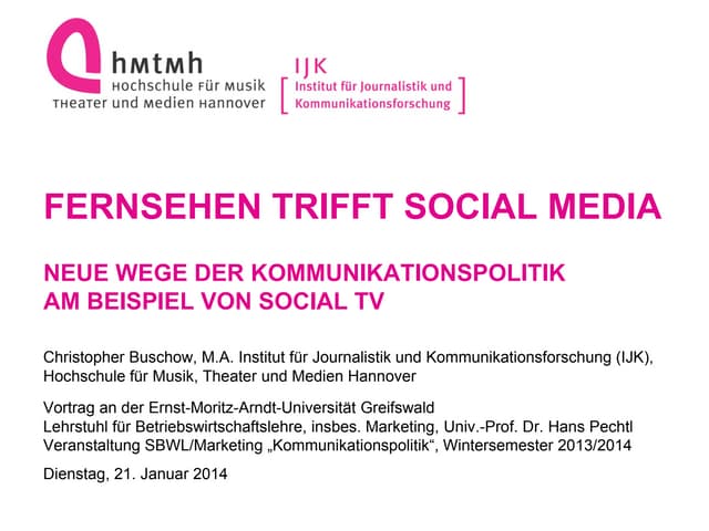 Fernsehen trifft Social Media - Neu...